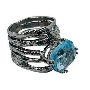 Israel sterling silver blue topaz ring - GM595
